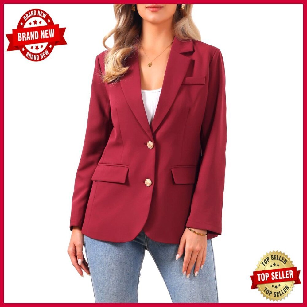 Relaxed Fit Blazer, Polyester Spandex, Lapel Notch Collar, Business Casual